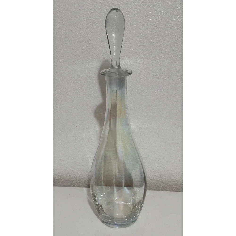 Vintage Toscany Handblown Iridescent Decanter Genie Bottle With Stopper 15